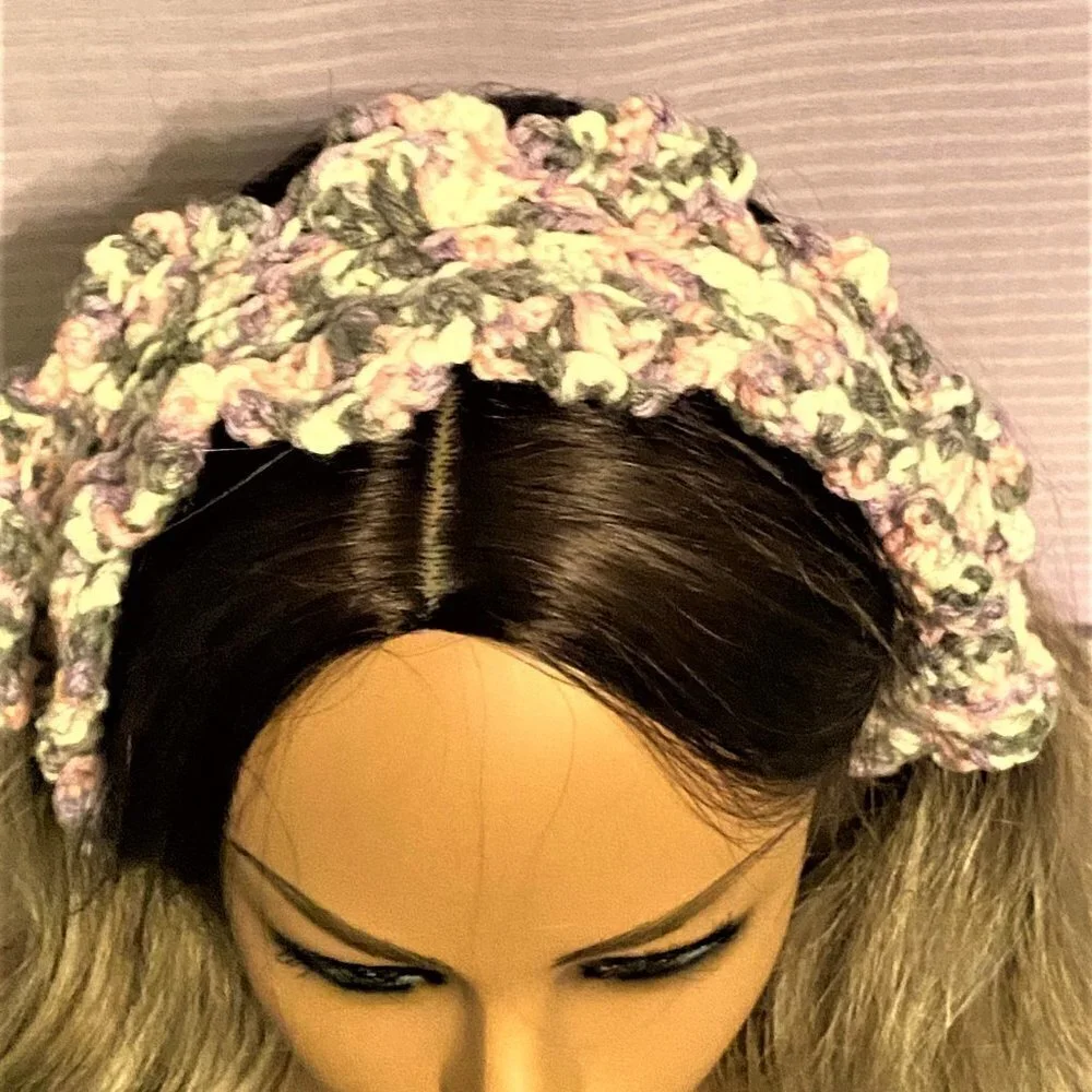 NWT Loretta Ann Creations Tie Headband Pink/gray